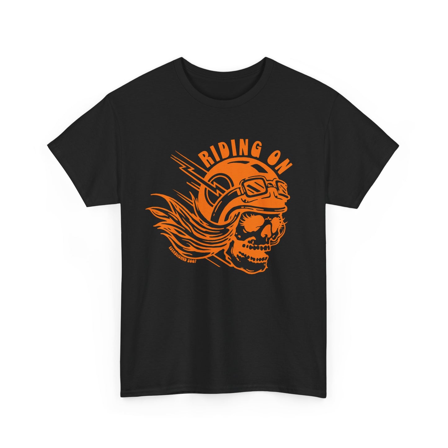 RidingOn orange skull tee